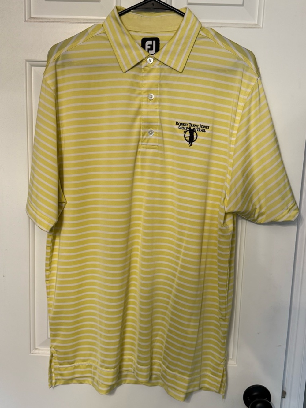 FootJoy Yellow and White Striped Golf Polo - Robert Trent Jones